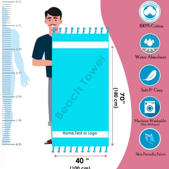 New never used hand made "green" turkish beach towel. - Picture 2 of 3